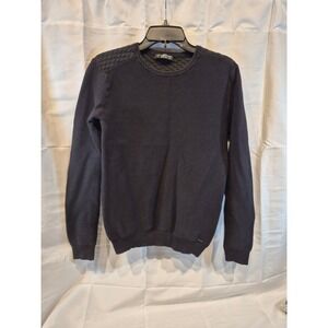 LOFT Mens Textured Crew Neck Sweater Dark Gray Quilted Size S Classic Slick Look